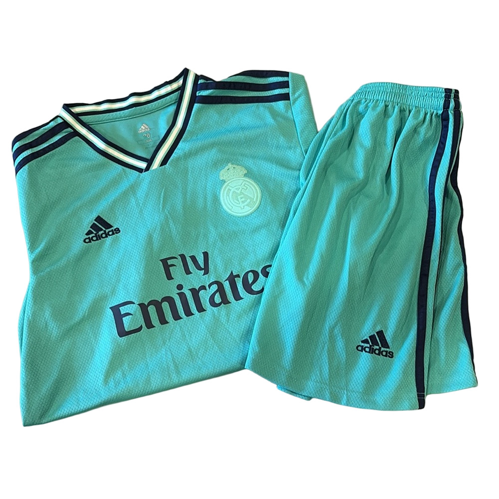 adidas Kids Teal/Aqua Real Madrid Fly Emirates Matching Set